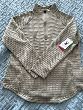 Spyder Women's Olive Green Quilted Half-Zip Turtleneck Pullover